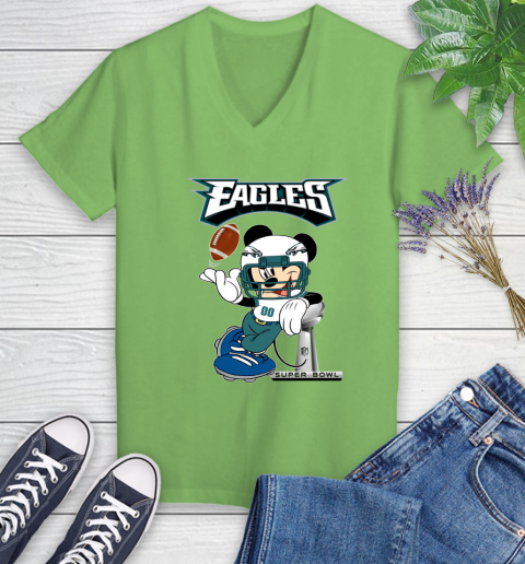 NFL Philadelphia Eagles Mickey Mouse Disney Super Bowl Football T Shirt Women's V-Neck T-Shirt 11