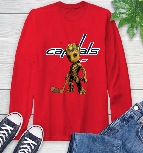 Washington Capitals NHL Hockey Groot Marvel Guardians Of The Galaxy Long Sleeve T-Shirt 10