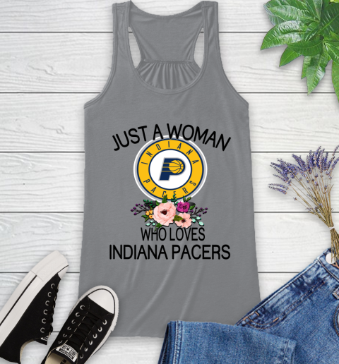 NBA Just A Woman Who Loves Indiana Pacers Basketball Sports Racerback Tank 3