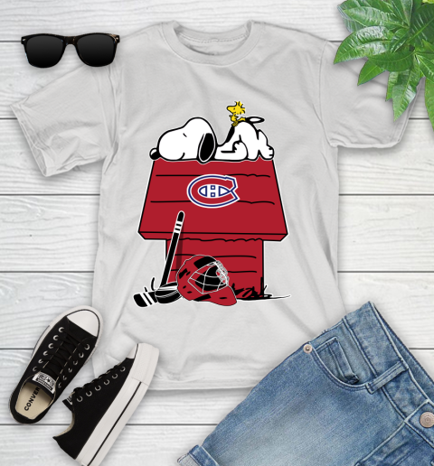 Montreal Canadiens NHL Hockey Snoopy Woodstock The Peanuts Movie Youth T-Shirt