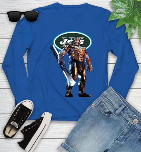 NFL Thanos Gauntlet Avengers Endgame Football New York Jets Youth Long Sleeve 9