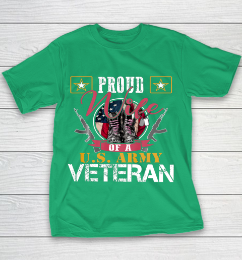 Veteran Shirt Vintage Proud Wife Of A U S Army Veteran Youth T-Shirt 3