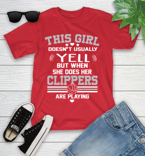 Los Angeles Clippers NBA Basketball I Yell When My Team Is Playing Youth T-Shirt 13