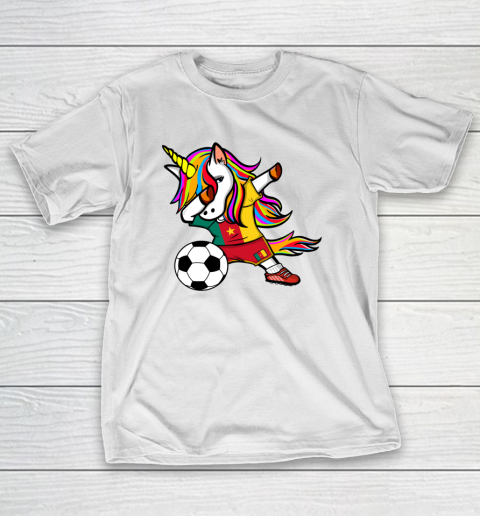 Dabbing Unicorn Cameroon Football Cameroonian Flag Soccer T-Shirt