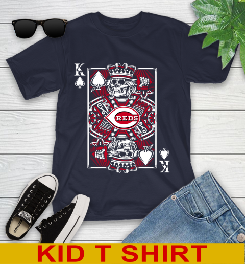 Cincinnati Reds MLB Baseball The King Of Spades Death Cards Shirt Youth T-Shirt 2