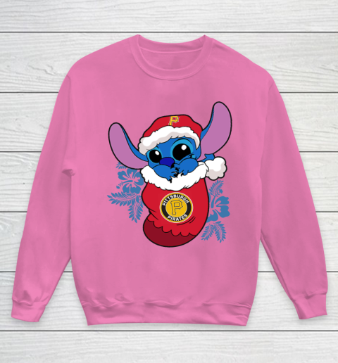 Pittsburgh Pirates Christmas Stitch In The Sock Funny Disney MLB Youth Sweatshirt 7