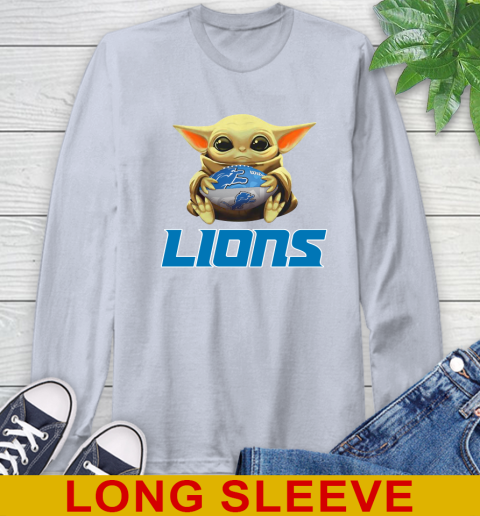NFL Football Detroit Lions Baby Yoda Star Wars Shirt Long Sleeve T-Shirt 6