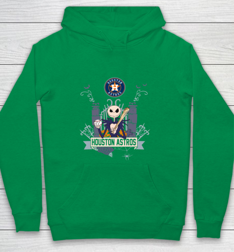 MLB Houston Astros Baseball Jack Skellington Halloween Youth Hoodie 4