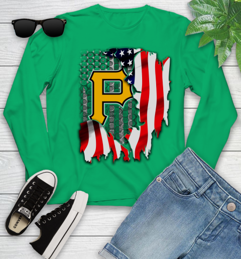 Pittsburgh Pirates MLB Baseball American Flag Youth Long Sleeve 7