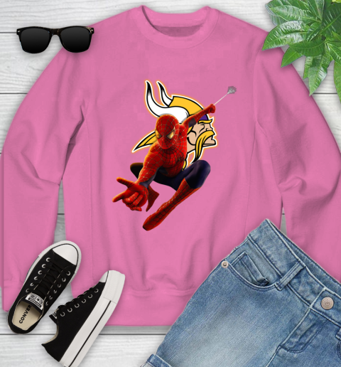 NFL Spider Man Avengers Endgame Football Minnesota Vikings Youth Sweatshirt - Image 8