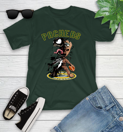 NFL Green Bay Packers Football Venom Groot Guardians Of The Galaxy Youth T-Shirt 5