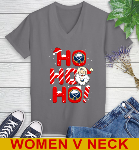 Buffalo Sabres NHL Hockey Ho Ho Ho Santa Claus Merry Christmas Shirt Women's V-Neck T-Shirt 11