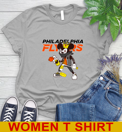 Philadelphia Flyers NHL Hockey Mickey Peace Sign Sports Women's T-Shirt 5