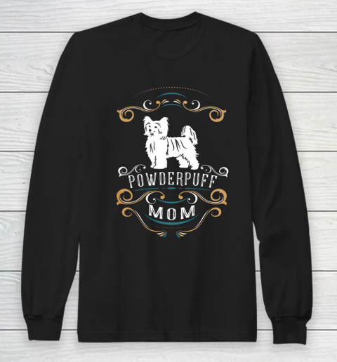 Dog Mom Shirt Powderpuff Mom Chinese Crested Dog Long Sleeve T-Shirt
