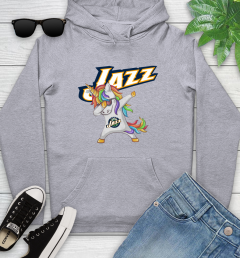 Utah Jazz NBA Basketball Funny Unicorn Dabbing Sports Youth Hoodie 6