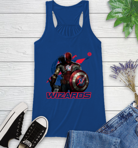 Washington Wizards NBA Basketball Captain America Thor Spider Man Hawkeye Avengers Racerback Tank 9
