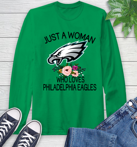 NFL Just A Woman Who Loves Philadelphia Eagles Football Sports Long Sleeve T-Shirt 5