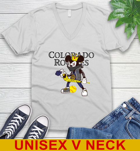Colorado Rockies MLB Baseball Mickey Peace Sign Sports V-Neck T-Shirt