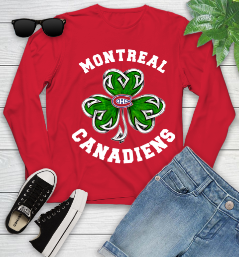 NHL Montreal Canadiens Three Leaf Clover St Patrick's Day Hockey Sports Youth Long Sleeve 11