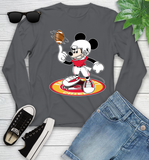 NFL Football Kansas City Chiefs Cheerful Mickey Disney Shirt Youth Long Sleeve 8