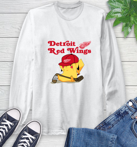 NHL Pikachu Hockey Sports Detroit Red Wings Long Sleeve T-Shirt