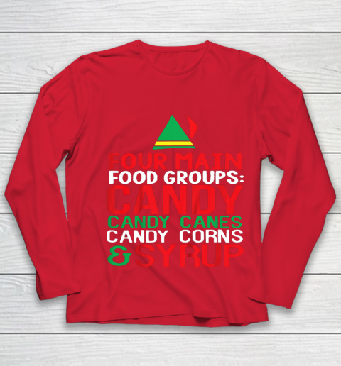 4 Main Food Groups Elf Buddy Christmas Youth Long Sleeve 8