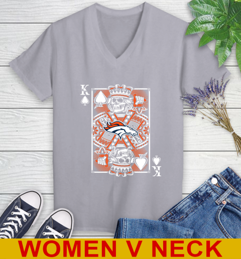 Denver Broncos NFL Football The King Of Spades Death Cards Shirt Women's V-Neck T-Shirt 4