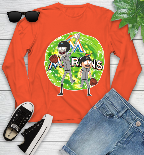 MLB Miami Marlins Rick And Morty Baseball Sports Youth Long Sleeve 4