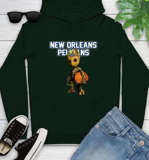New Orleans Pelicans NBA Basketball Groot Marvel Guardians Of The Galaxy Youth Hoodie 13