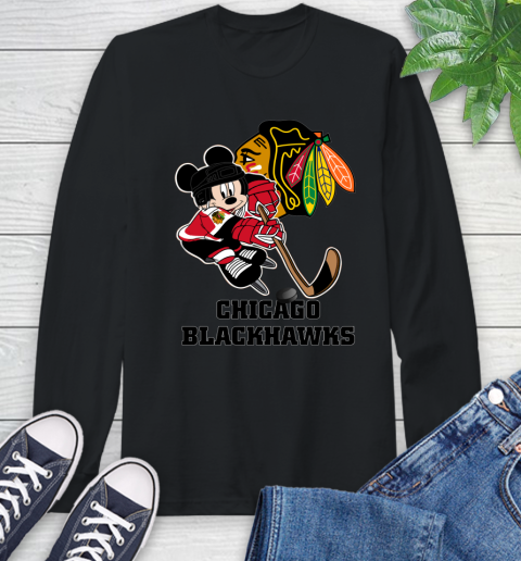 NHL Chicago Blackhawks Mickey Mouse Disney Hockey T Shirt Long Sleeve T-Shirt 2
