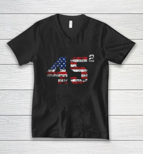 Trump 45 Shirt  45 Squared Trump 2020 Second Term USA Vintage V-Neck T-Shirt