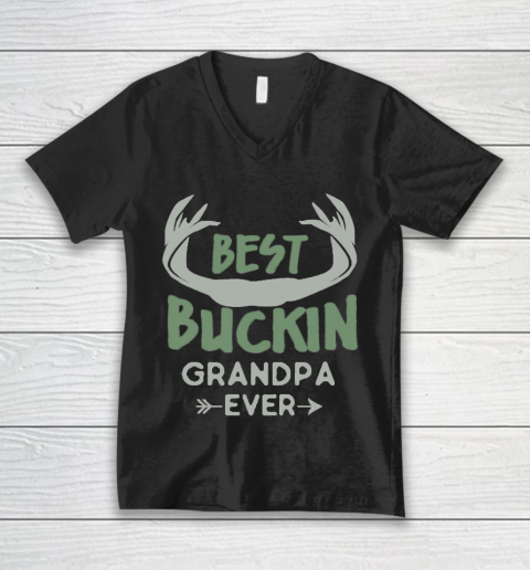 Grandpa Funny Gift Apparel  Deer Hunting Bucking Grandpa V-Neck T-Shirt