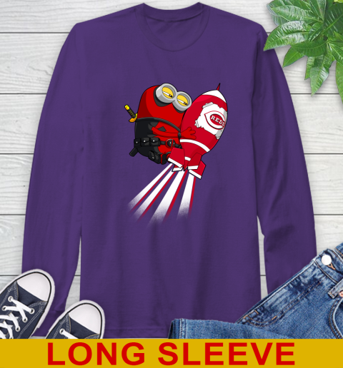 MLB Baseball Cincinnatim Reds Deadpool Minion Marvel Shirt Long Sleeve T-Shirt 5