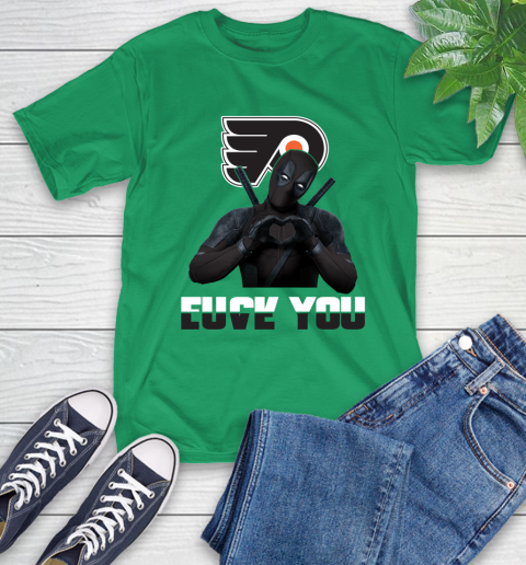 NHL Philadelphia Flyers Deadpool Love You Fuck You Hockey Sports T-Shirt 7
