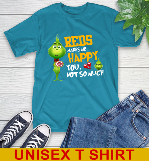 MLB Cincinnati Reds Makes Me Happy You Not So Much Grinch Baseball Sports T-Shirt 9