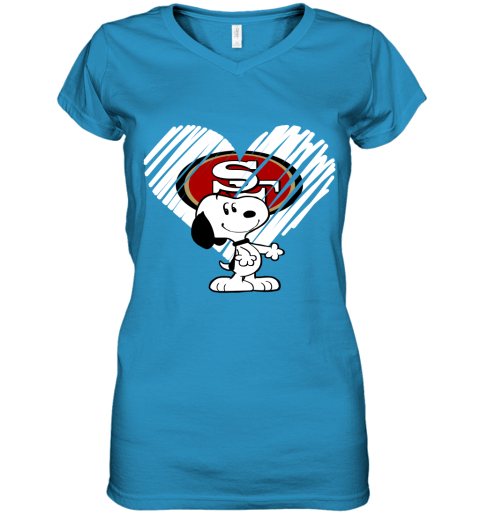 ls9r a happy christmas with san francisco 49ers snoopy women v neck t shirt 39 front sapphire