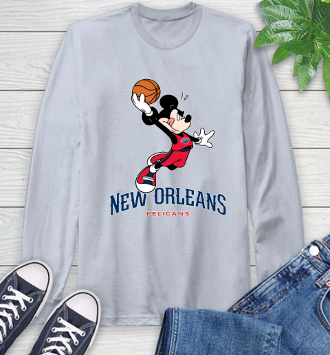 NBA Basketball New Orleans Pelicans Cheerful Mickey Mouse Shirt Long Sleeve T-Shirt 6