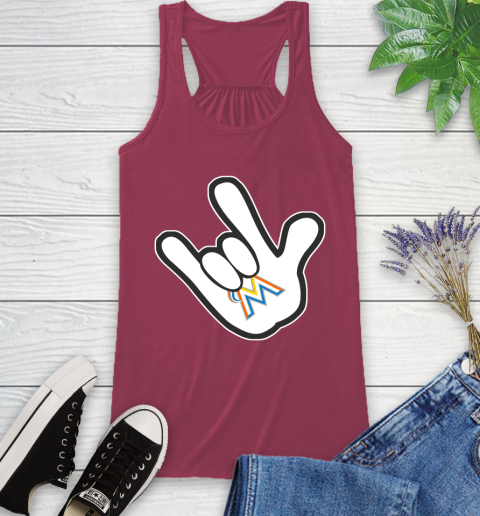 Miami Marlins MLB Baseball Mickey Rock Hand Disney Racerback Tank 8