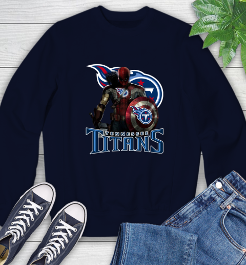 NFL Captain America Thor Spider Man Hawkeye Avengers Endgame Football Tennessee Titans Sweatshirt 3
