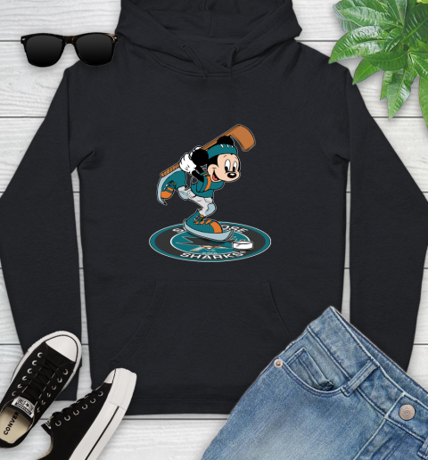 NHL Hockey San Jose Sharks Cheerful Mickey Disney Shirt Youth Hoodie