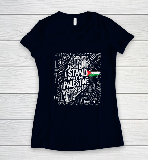 I Stand With Palestine Quote Free Palestine Women's V-Neck T-Shirt 2