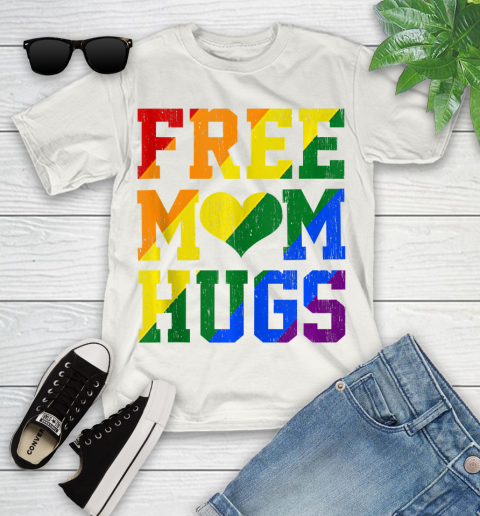 Nurse Shirt Vintage Free Mom Hugs Rainbow Heart LGBT Pride Month 2020 Shirt Youth T-Shirt