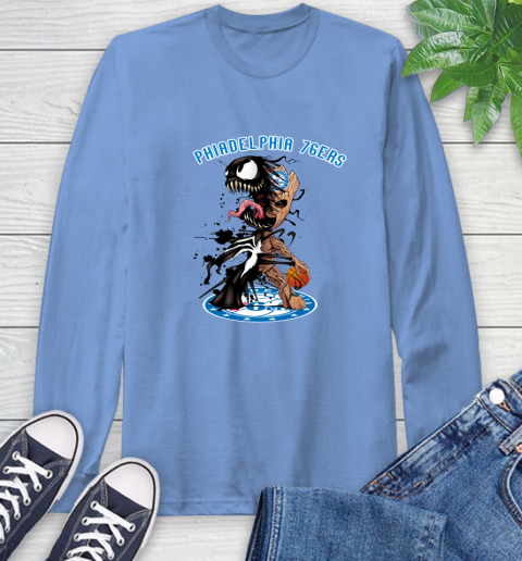 NBA Philadelphia 76ers Basketball Venom Groot Guardians Of The Galaxy Long Sleeve T-Shirt 11