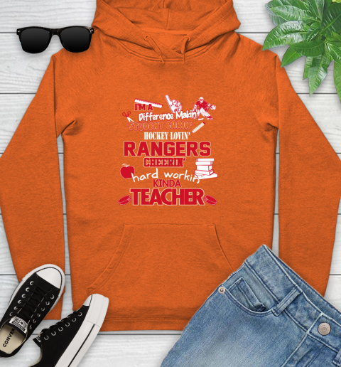 New York Rangers NHL I'm A Difference Making Student Caring Hockey Loving Kinda Teacher Youth Hoodie 4