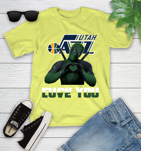 NBA Utah Jazz Deadpool Love You Fuck You Basketball Sports Youth T-Shirt 10