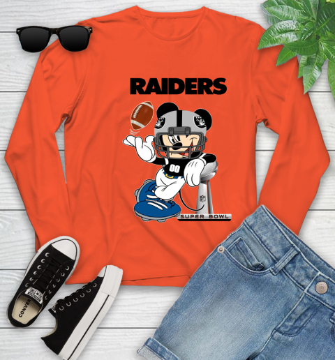 NFL Oakland Raiders Mickey Mouse Disney Super Bowl Football T Shirt Youth Long Sleeve 4