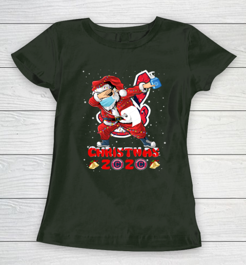 Cleveland Indians Funny Santa Claus Dabbing Christmas 2020 MLB Women's T-Shirt 4