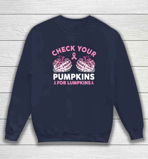 Check Your Pumpkins Breast Cancer Awareness Halloween Sweatshirt 3