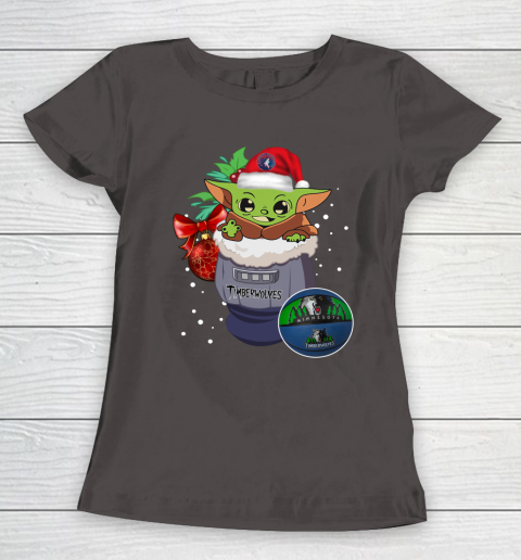 Minnesota Timberwolves Christmas Baby Yoda Star Wars Funny Happy NBA Women's T-Shirt 8