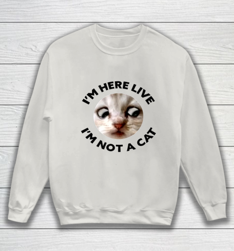 I m Here Live I m Not a Cat Zoom Cat Meme Humor Gifts Sweatshirt 8